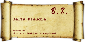 Balta Klaudia névjegykártya